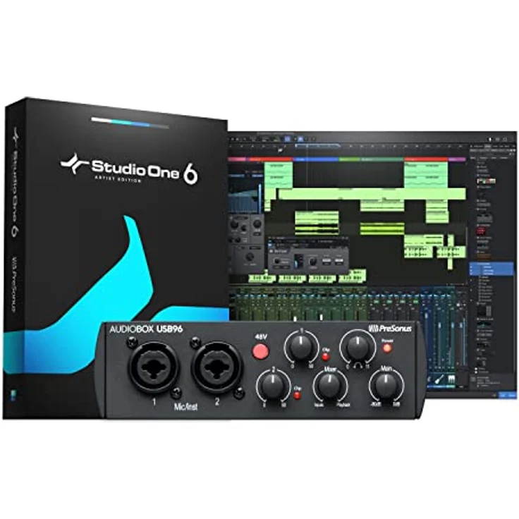 PreSonus AudioBox USB 96 - 25-jährige Jubiläumsausgabe, Audio Interface mit Software Bundle inklusive Studio One Artist, Ableton Live Lite DAW und mehr für Aufnahme, Streaming und Podcasting – Bild 1