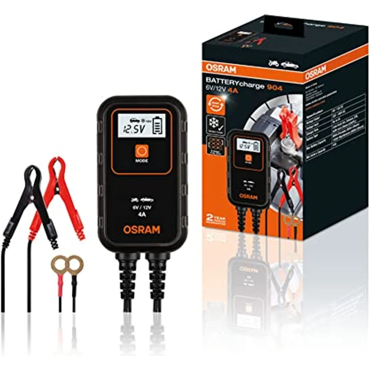 OSRAM OEBCS904 Automatikladegerät, 6V/12V, 4A, intelligenter Lade- und Wartungsmodus, Digitalanzeige, Sicherheitsfunktionen – Bild 1