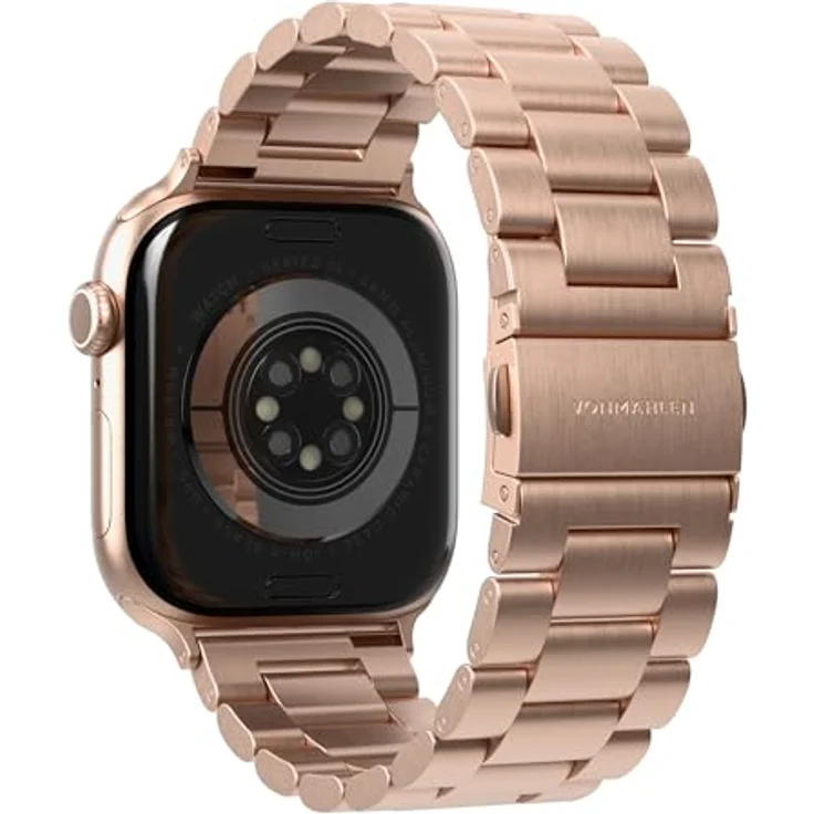 VONMÄHLEN Link Bracelet, Edelstahlarmband für Apple Watch in Rose Gold, kompatibel mit 44 | 45 | 46 | 49mm, elegantes Five-Link Design aus Titan Grad 2, ideal für Büro und Sport – Bild 4