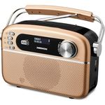 MEDION E66809 DAB Plus tragbares Solar Radio (Retro Design, Bluetooth, DAB+ UKW, integrierter Akku, USB Anschluss, AUX, Sleeptimer, Teleskopantenne) Kupfer