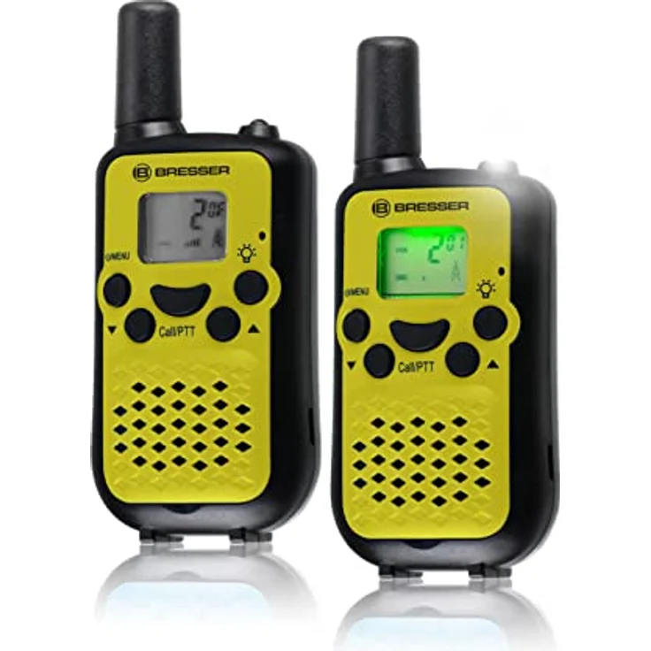Bresser Junior Walkie Talkie, wiederaufladbares Funkgerät für Kinder, grün, hohe Reichweite bis 6 km, Freihand-Modus, 8 Kanäle, integrierte Taschenlampe – Bild 3