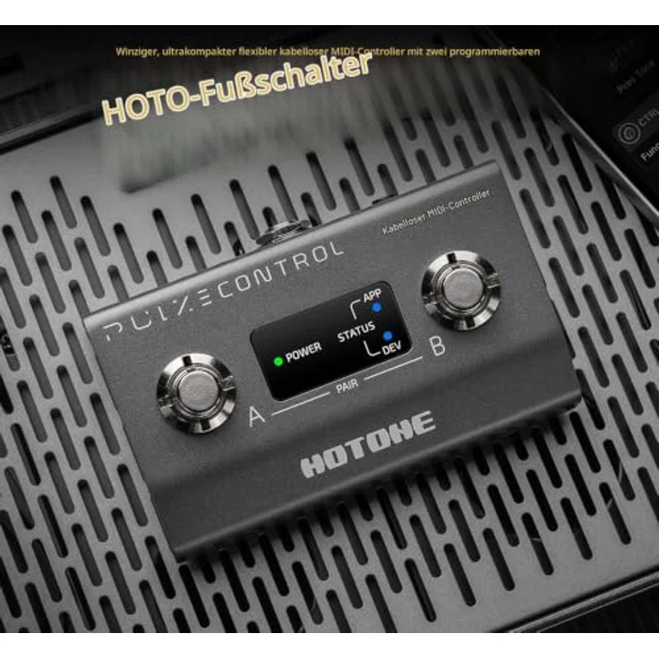 HOTONE BT MIDI Fußcontroller Pedal, 2-Tasten Wireless Controller mit Bluetooth und wiederaufladbarem Akku, bis zu 12 Stunden Laufzeit – Bild 2