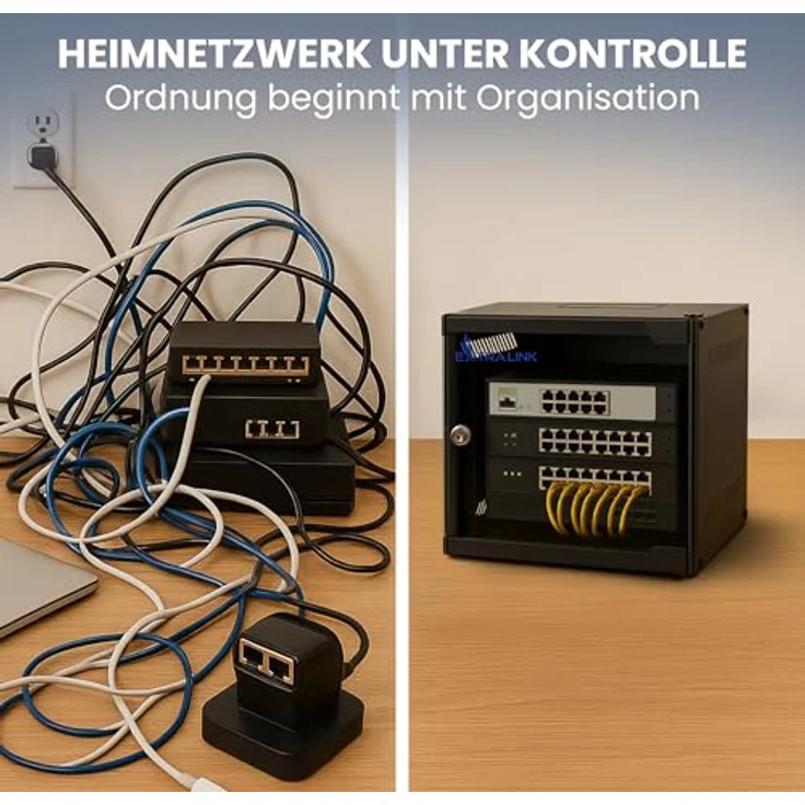 Extralink Netzwerkschrank 10 Zoll 6HE, Serverschrank mit 310 mm Tiefe, Traglast 30 kg, 180° Öffnung, Schwarz für Heimnetzwerk & IT-Geräte – Bild 4