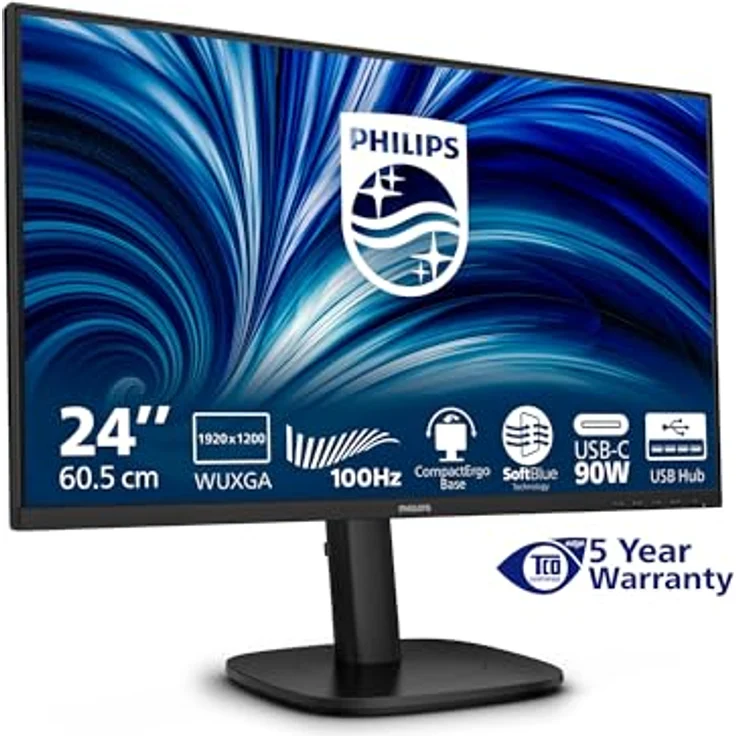Philips 24B2U3301D 24 Zoll WUXGA Monitor mit 100Hz, IPS Panel, 4ms GtG, Adaptive Sync, Höhenverstellung, integrierten Lautsprechern, Schwarz – Bild 1