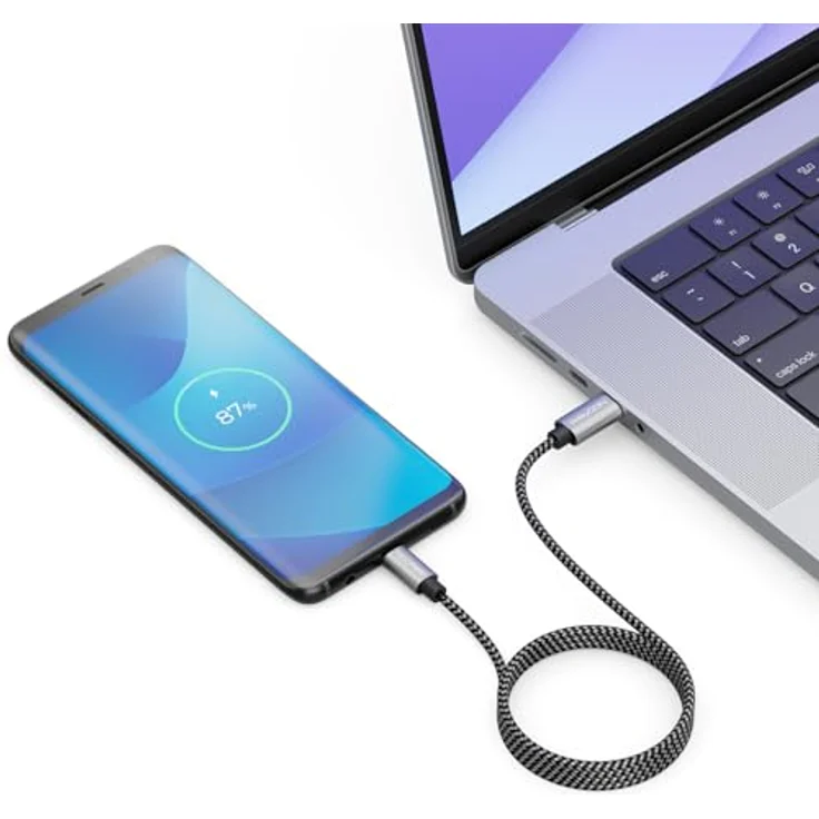 deleyCON 1m USB C auf Micro USB Kabel Adapter, Ladekabel & Datenkabel mit 2,1A Schnellladefunktion, für Smartphones, Tablets, Notebooks – Schwarz – Bild 4
