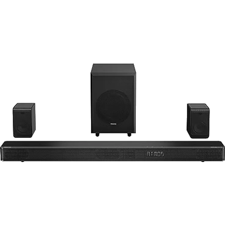 Hisense Soundbar AX5120G (2023) 5.1.2 Ch 420 W mit 180 W kabellosem Subwoofer, Dolby Atmos und EZ Play in Schwarz