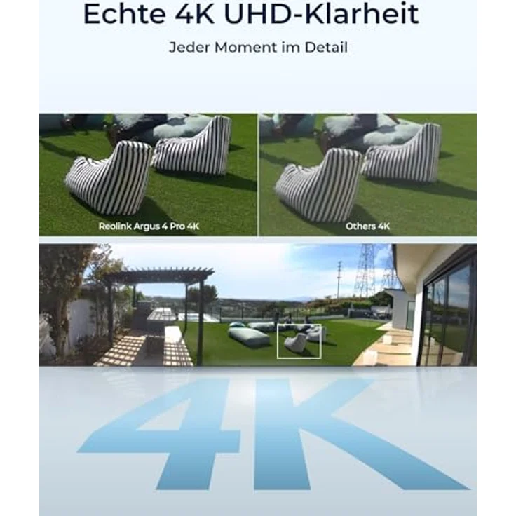 Reolink Argus 4 Pro, 4K Solar Überwachungskamera Aussen Akku, ColorX-Nachtsicht, 180°-Weitwinkel, 8MP Kabellose WLAN IP Kamera, Dual-band Wi-Fi 6, PIR- & KI-Erkennung, IP66-Wasserdicht, mit Solarpanel – Bild 4