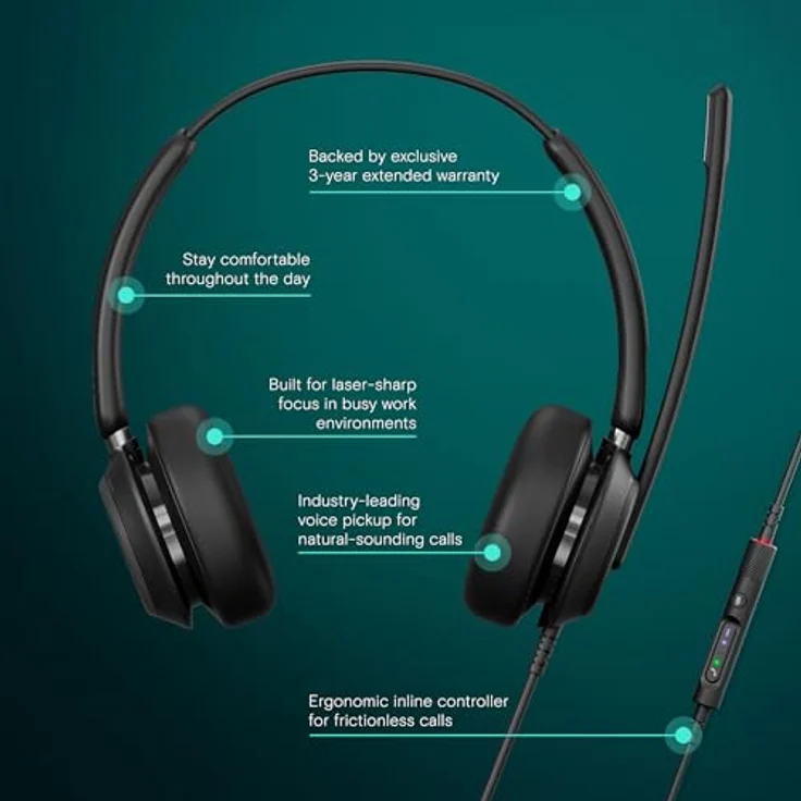 EPOS Impact 760 Büro-Headset: Premium Doppelseitiges, Rauschunterdrückendes USB-C Headset mit Adaptivem Beamforming-Mikrofon, AI, ActiveGard Schutz, Busylight, Lederimitat-Ohrpolster – Bild 2