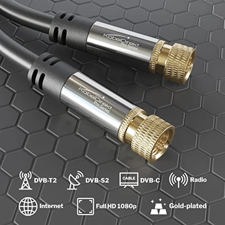 KabelDirekt - SAT Kabel - 5m - (F-Stecker, 75 Ohm, F Stecker Koaxialkabel geeignet für TV, HDTV, Radio, DVB-T, DVB-C, DVB-S, DVB-S2) - PRO Series – Bild 2