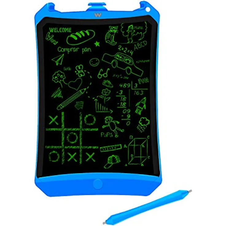Woxter Smart-Pad 90 Blue - Elektronische Tafel, LCD-Bildschirm löschbaren 9“, Drucksensor (10-200g), Batterie CR2016, Foto-Magneten, blau