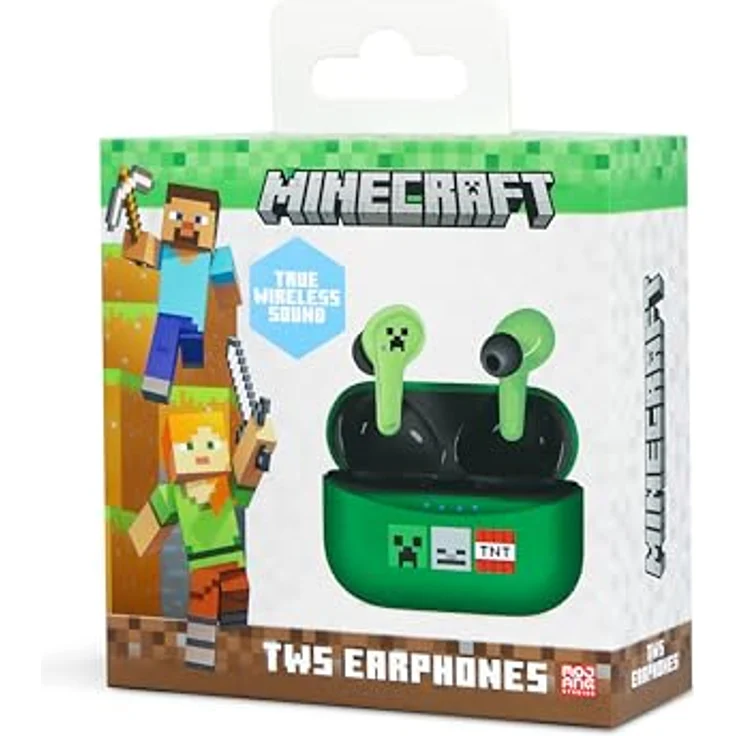 OTL Technologies MC1227 Minecraft TWS Kopfhörer mit kabelloser Ladehülle, Grün - Bluetooth 5.2, Intelligente Touch-Steuerung – Bild 4