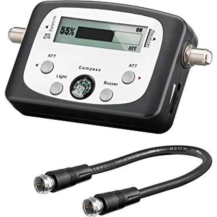 Goobay Digitaler Satelliten Finder LCD-Anzeige mit Kompass und Ton inkl. F-Anschlusskabel – Bild 2