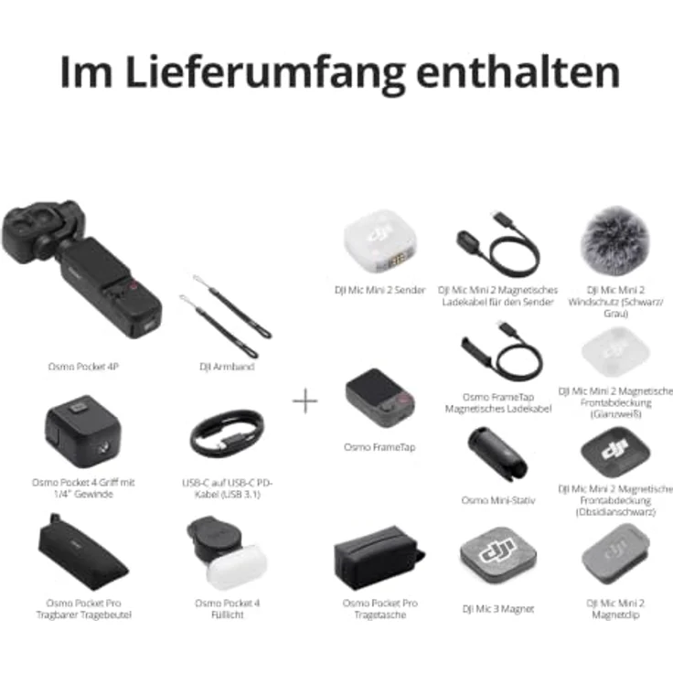 DJI Osmo Pocket 4P Vlog Combo, 7680 x 4320 Pixel Action Kamera mit 4K Ultra HD, Schwarz – Bild 7