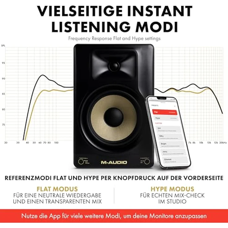 M-AUDIO Forty Eighty, 8 Zoll Studio Monitor Lautsprecher mit 150W Bi-Amp-Power, DSP Frequenzweiche, EQ, Steuerungs-App und Bluetooth 5.3 – Bild 4