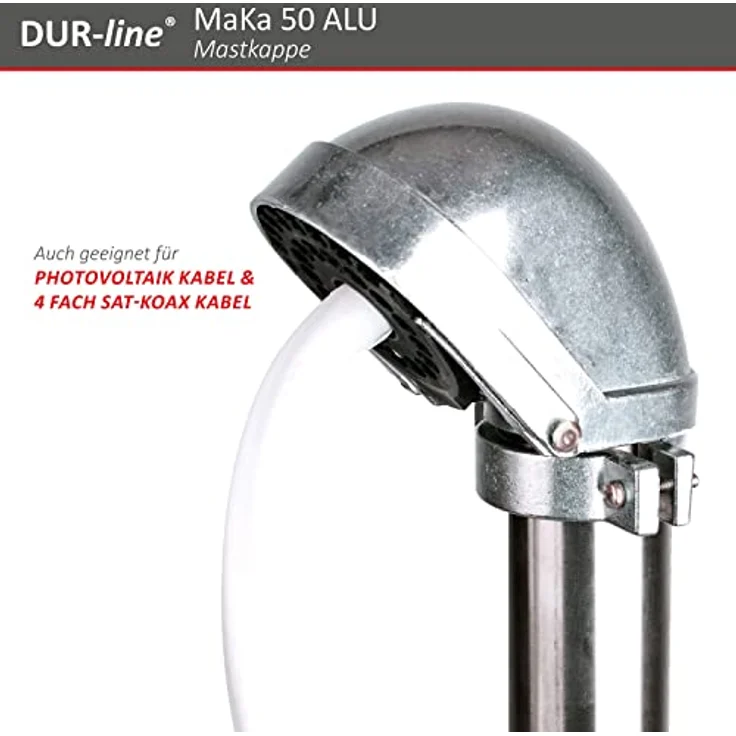 DUR-line MaKa 50 ALU Mastkappe für Antennenmast Durchmesser: 48-52 mm mit Kabeldurchführung – Bild 9