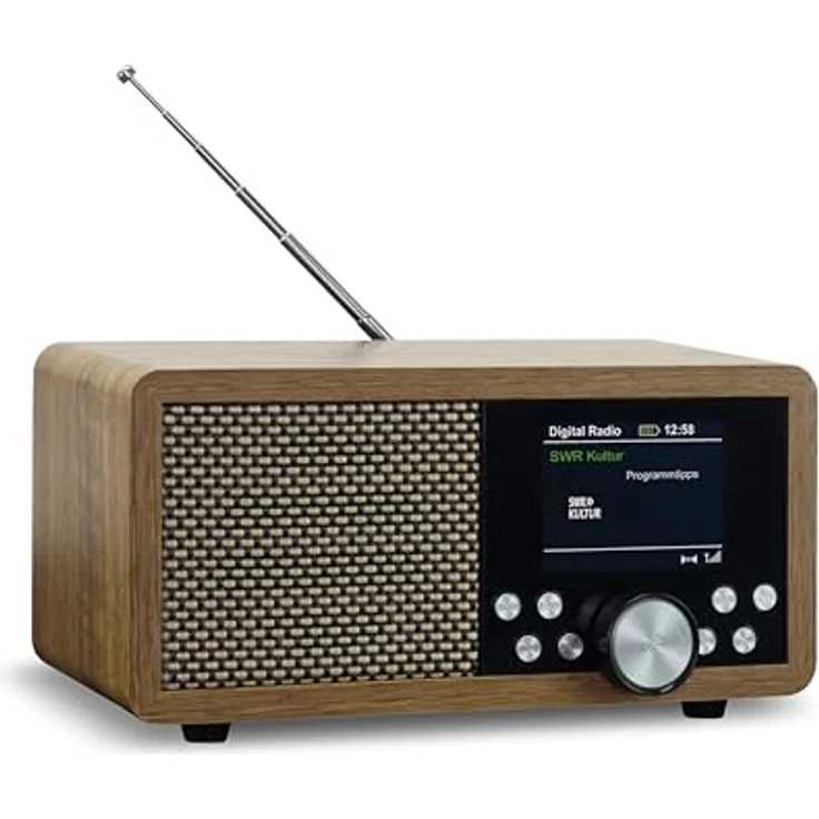 Dynavox DBT600 DAB+ Radio, tragbares UKW Radio mit TFT-Display, Holzdekor braun – Bild 2