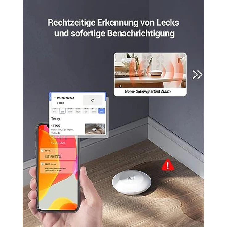 EZVIZ T10C Wassersensor, smarter Sensor in Weiß für zuverlässige Leckageerkennung – Bild 3