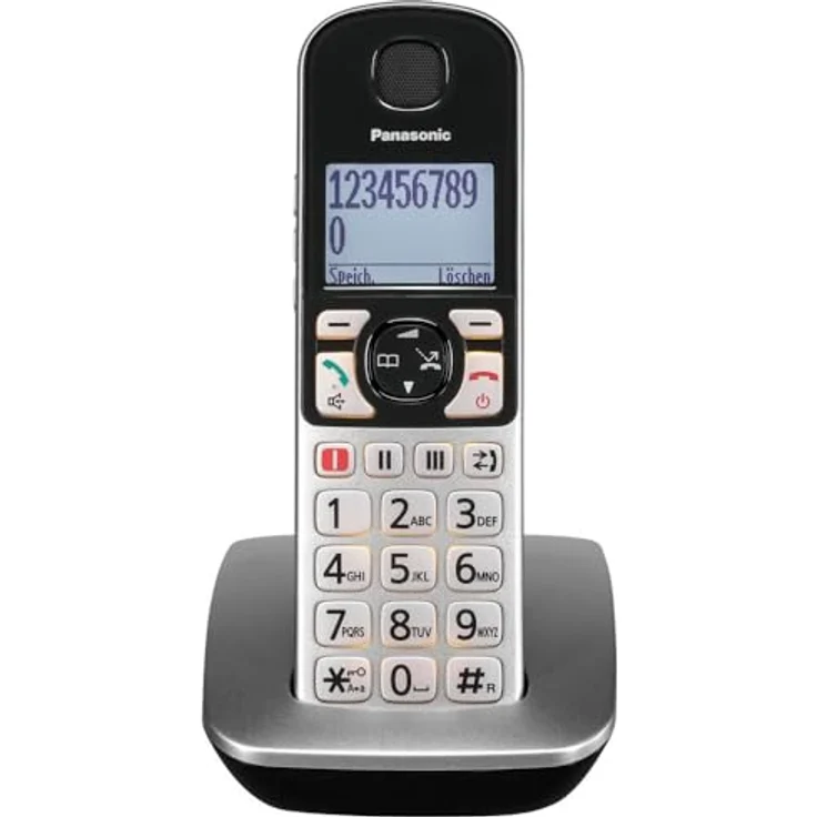 Panasonic KX-TGQ500GS Seniorentelefon, schnurlos, DECT IP-Telefon mit großen Tasten und Notruftaste, silber – Bild 2