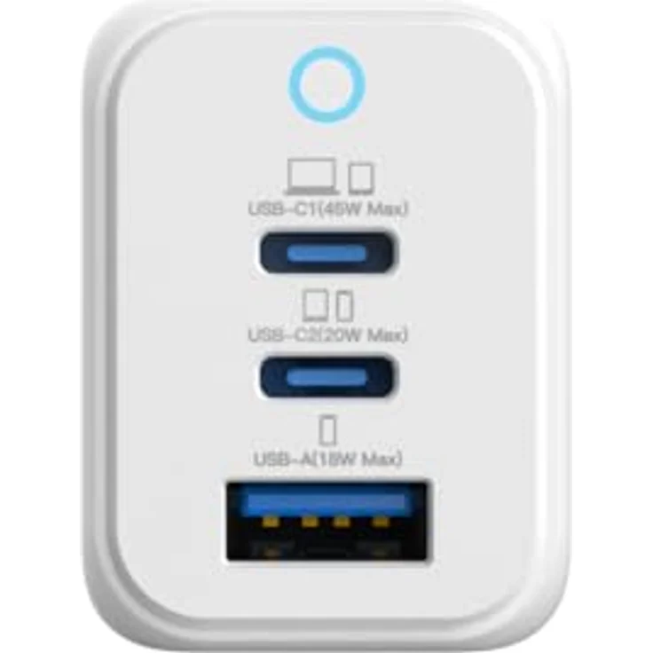 Vinnic FERNOW GaN USB-C Ladegerät, 45W Multi-Port mit USB-C PD & USB-A, Galliumnitrid-Technologie für Laptop, MacBook und iPhone, AC 100-240V – Bild 2