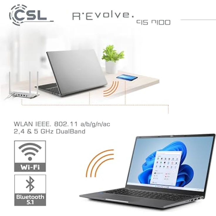CSL R'Evolve C15 v4, Notebook mit 32GB RAM, 2000GB SSD, Intel N100, 15,6" Full HD, Windows 11 Pro, grau – Bild 6
