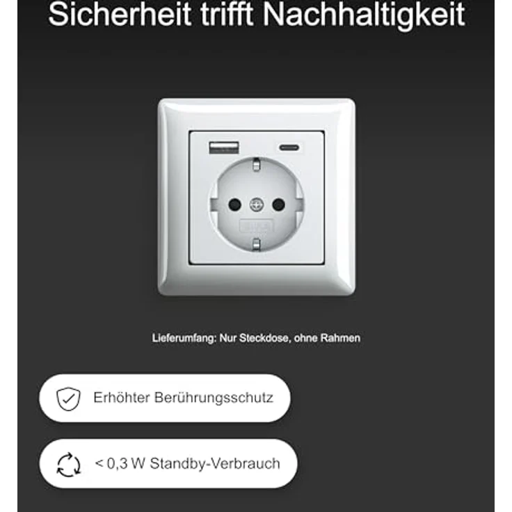 Gira 245903 SchukoSteckdose USB-Anschluss Shutter Berührungsschutz 2-fach TypA(max.2,4A) TypC(max.3A) System 55 Reinweiß glänzend UP Schutzkontaktsteckdose Wandsteckdose Smartphone Tablet 32mm – Bild 6
