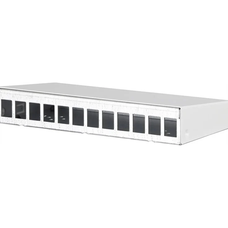 Metz Connect Keystone AP-Gehäuse 12 Port, stabiles Stahlblechgehäuse in reinweiß RAL9010, für Einzelmodule, Aufputzmontage geeignet