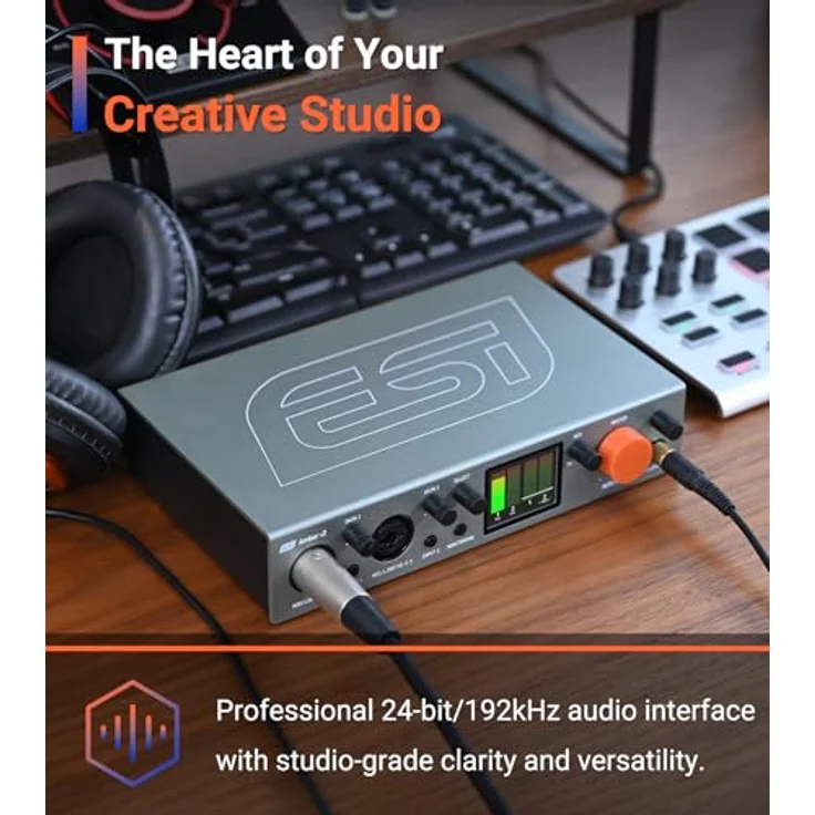 ESI Amber i2, 24-bit/192kHz USB-C Audiointerface mit 2 Ein- / 2 Ausgängen, 2x Class-A Mic-Pre, LCD-Display – Bild 2