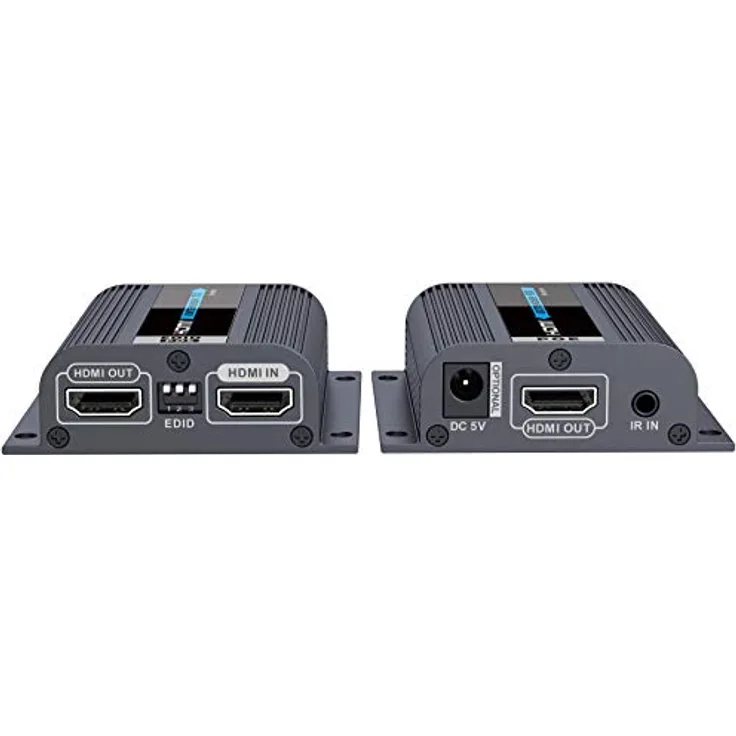 PremiumCord HDMI Extender in 50 m Entfernung über EIN Cat6 / 6a / 7-Patchkabel, EDID-Einstellungen, lokaler HDMI-Ausgang, Full HD 1080p-Videoauflösung