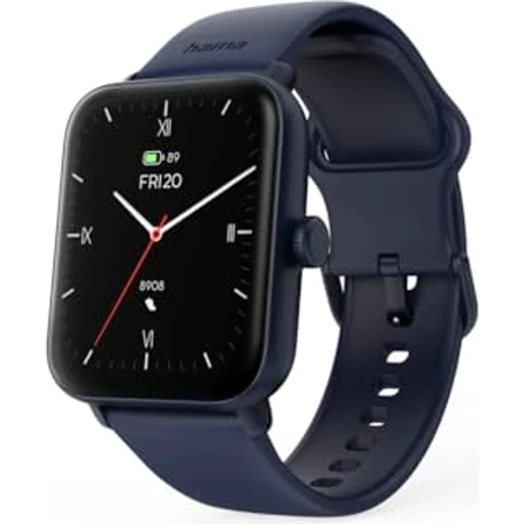 Hama Smartwatch 6010 (Farbdisplay 1,65“, Telefonfunktion, GPS, wasserdicht, Whatsapp, Email, Sprachassistent, Schlaftracker, 100 Sportmodi + Trainingspläne, Schrittzähler, Pulsmesser, Kalorien etc) blau – Bild 1