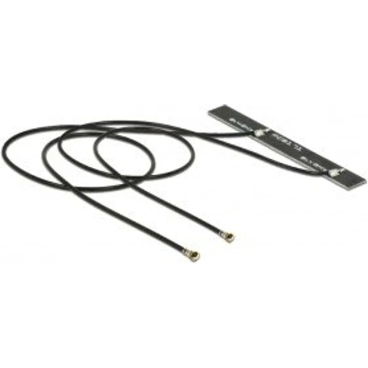 DELOCK WLAN Doppelantenne 2 x MHF IV / HSC MXHP32 kompatibler Stecker 802.11 ac/a/h/b/g/n 5 dBi 250 mm PCB intern Klebemontage
