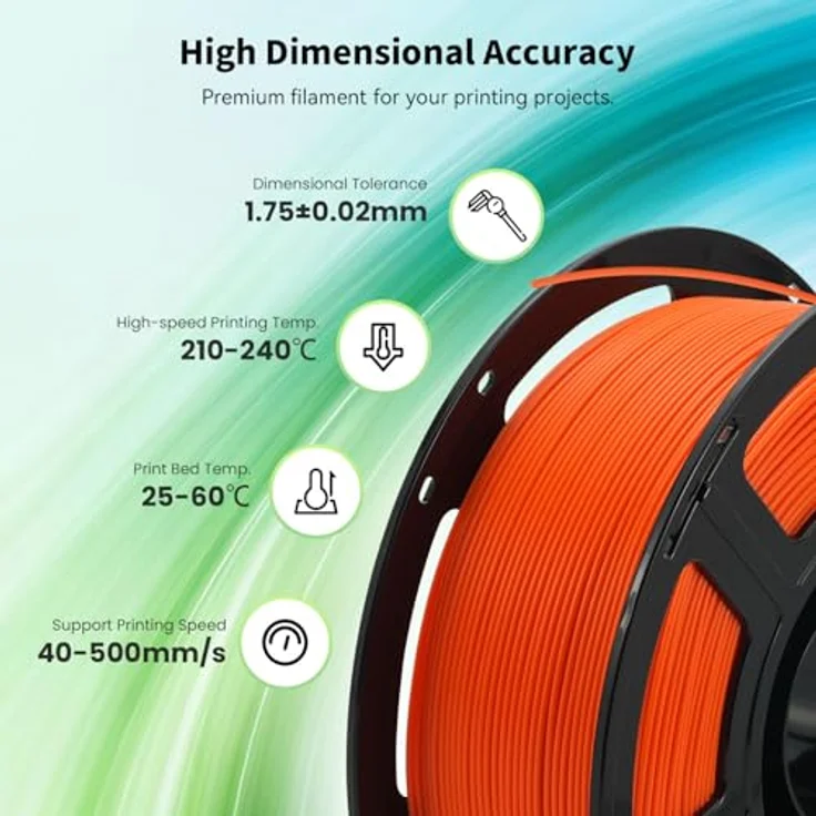 FLASHFORGE High Speed PLA+ 3D-Druckerfilament, Orange, verbesserter Schmelzfluss, elegantes mattes Finish, satte und kräftige Farben – Bild 5