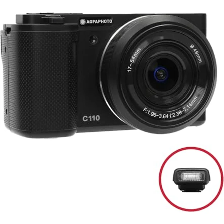 AgfaPhoto Realishot C110 Kompakte Digitalkamera mit 2,8 Zoll beweglichem Display, CMOS-Sensor und Bildstabilisierung – Schwarz – Bild 2