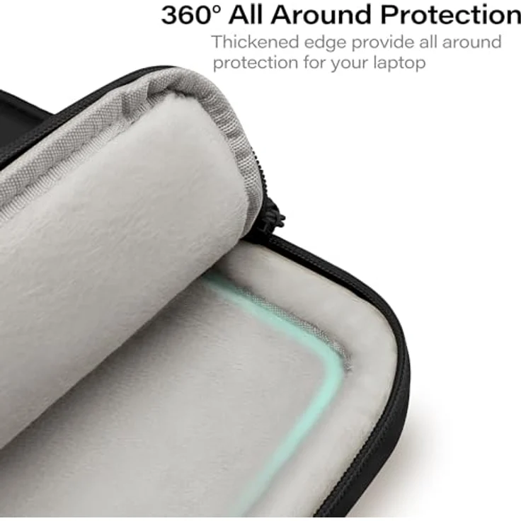 TECOOL 13-14 Zoll Laptoptasche, Aktentasche Umhängetasche mit stoßfestem Rundumschutz, elegantes Design und praktischem Zubehörfach, schwarz – Bild 5