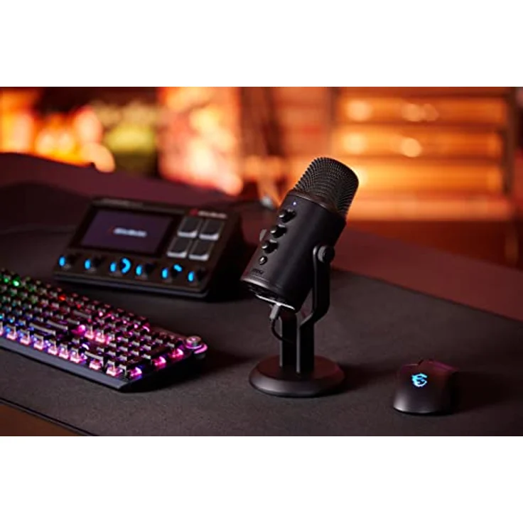 MSI Immerse GV60 Streaming Mikrofon (96 kHz Sample Rate, 24-bit Bit Rate, 20-20.000 Hz, USB-C zu USB-A Kabel 3m, 270 x 110 x 110 mm, schwarz, 1.100 Gramm) – Bild 3