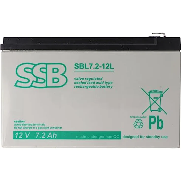 SSB SBL7.2-12L, AGM Bleiakku 12V 7,2Ah, ideal für USV-Anlagen und Notbeleuchtung, 151mm x 65mm x 99mm – Bild 3