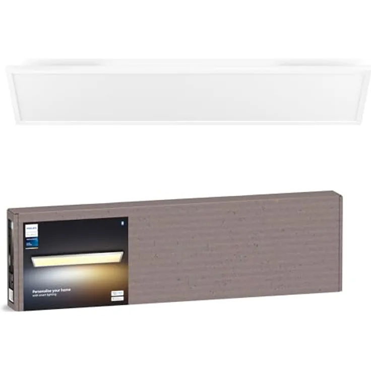 Philips Hue Aurelle White Ambiance, LED-Panelleuchte 120 cm x 30 cm in Weiß, smarte Deckenbeleuchtung mit 50.000 Weißtönen