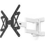 Hama TV Wandhalterung schwenkbar, neigbar, langer Arm (TV Wandhalterung 32-65 Zoll, VESA 100x100 bis VESA 400x400, bis 50kg, ausziehbare Halterung, mit fischer-Dübeln) schwarz-weiß
