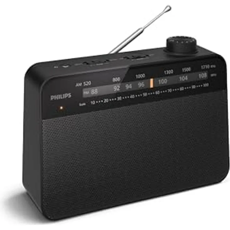 Philips TAR2509 FM-/MW-Kofferradio, klare Empfangsqualität, tragbares Design, schwarz