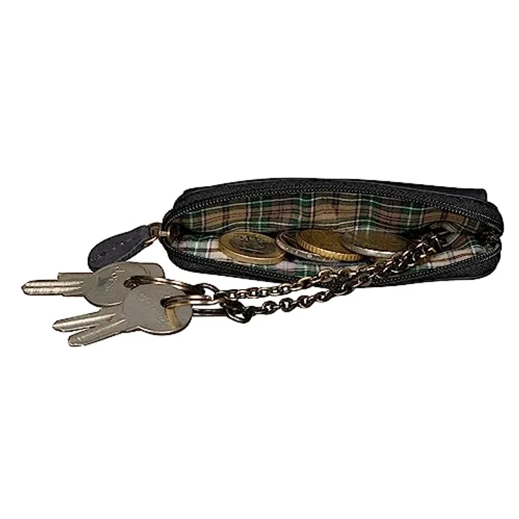 Benthill Schlüsseltasche Echt-Leder mit 2 Schlüsselringen - Schlüsseletui mit Kartenfach - Schlüsselanhänger mit Kleingeldfach, Farbe:Schwarz – Bild 4