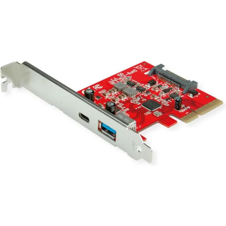 Roline PCI-Express-Karte, USB 3.2 Gen 2, 1x USB-A + 1x USB-C, Kontrollerkarte