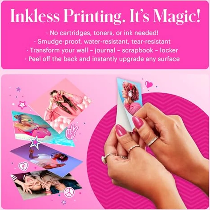 KODAK Barbie x Kodak Printomatic Digitale Kamera – 5MP Tragbare Barbie Kamera Drucken Bunte 2x3” Selbstklebende Fotos – Ikonischer Stil – Bild 4