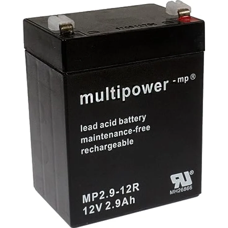 Multipower Blei-Akku MP2,9-12R Pb 12V / 2,9Ah Faston 4,8, Pluspol rechts – Bild 1