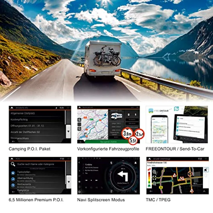 Zenec Z-EMAP76MH-TT3 Camper-Navisoftware, 32 GB microSDHC, 3 Jahre Kartenupdates, 3D Karten für 44 EU-Länder, Camping P.O.I. mit 20.000 Plätzen – Bild 3