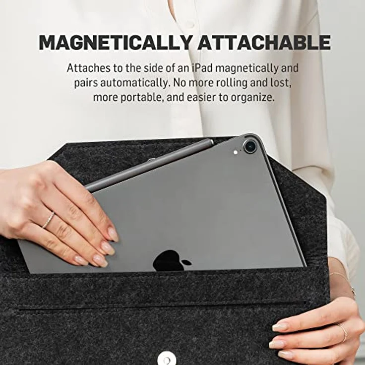 adonit Neo Pro Stylus Apple iPad Eingabestift mit magnetischer Befestigung [Kabelloses Laden am iPad, Extra Lange Akkulaufzeit, Handflächen-Erkennung, Austauschbare dünne Spitze] Space grau – Bild 2