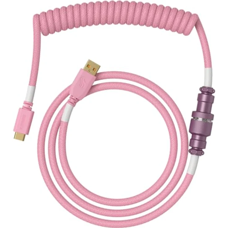 Glorious PC Gaming Race Coiled Cable Prism Pink, USB-C auf USB-A Spiralkabel, USB C Kabel Spiralkabel, Coiled Cable Keyboard – Bild 2