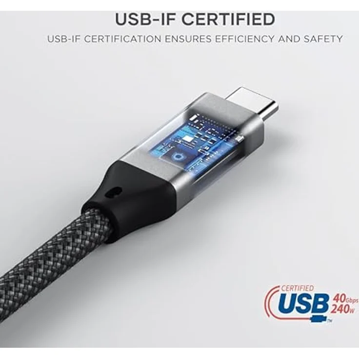 SATECHI USB 4 Pro-Kabel, 8K@60Hz/4K@120Hz, 240W Stromversorgung, 40 Gbps Datenübertragung, Schwarz (4 Fuß) – Bild 3