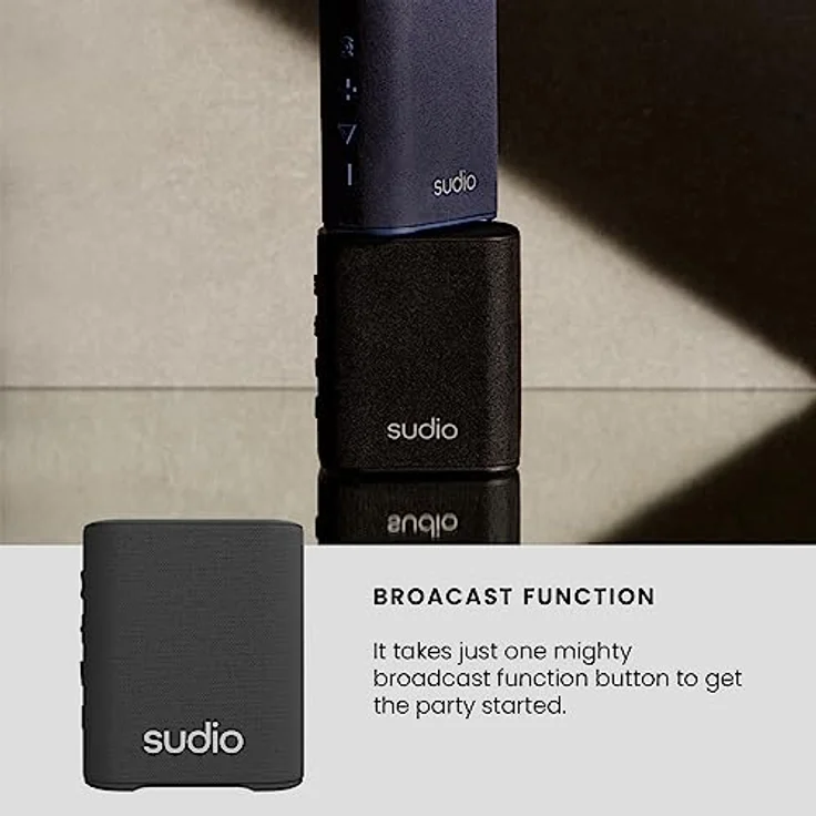 Sudio S2 Schwarz, Bluetooth-Lautsprecher mit lautem Klang und tiefen Bässen Lange Spielzeit IPx5 Wasserdichtes Bluetooth 5.3 TWS Pairing Tragbarer drahtloser Kompaktlautsprecher für Zuhause, draußen – Bild 3