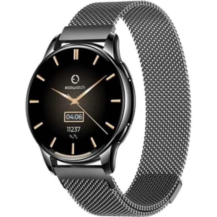Maxcom Ecowatch3, Smartwatch mit 1,32 Zoll AMOLED-Display, IP67 Schutz, Edelstahlarmband, bis zu 7 Tage Akkulaufzeit
