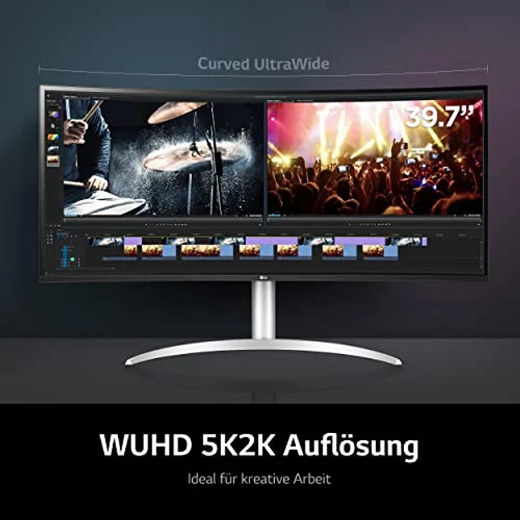 LG 5K UltraWide Curved Monitor 40WP95X-W 94,7 cm - 39,7 Zoll, 5120 x 2160, Nano IPS, HDR 10, Thunderbolt 4, Silber – Bild 4