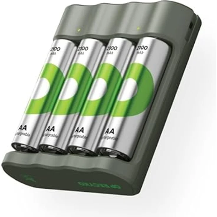 GP B441 Akku-Ladegerät mit 4 x 2100 mAh AA Batterien, USB-Aufladung, schnelles Aufladen, kompaktes Design – Bild 2